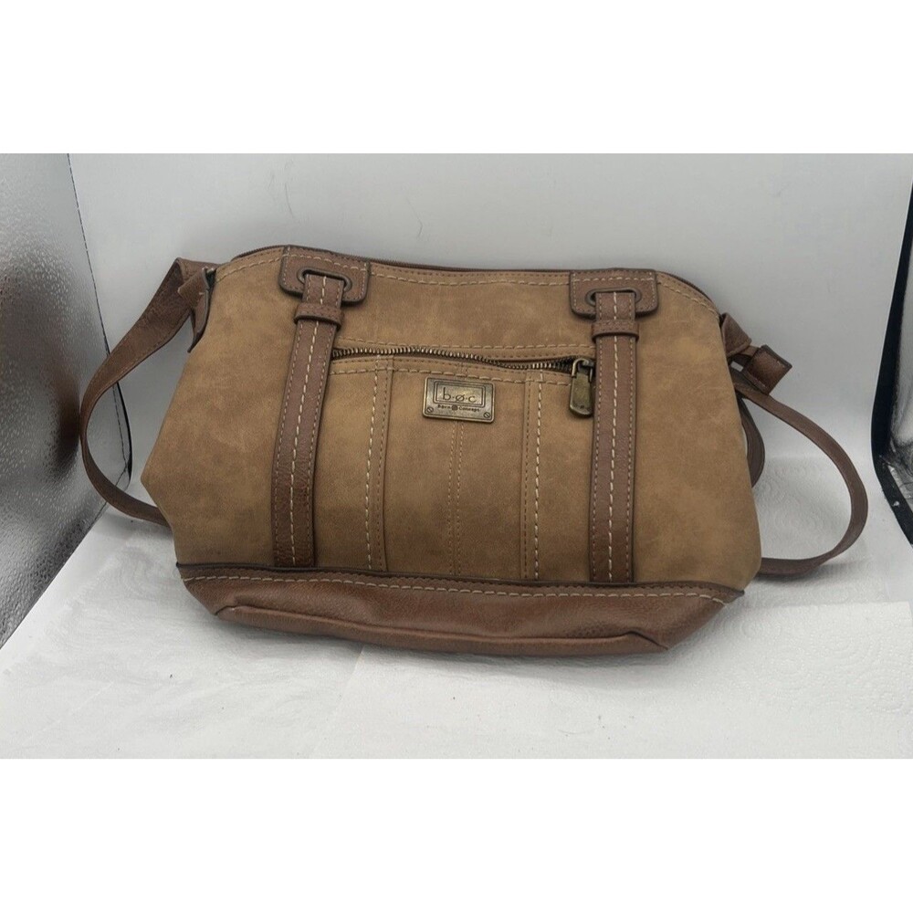 BOC Purse Bag Brown Tan Faux Leather Born Concept B.O.C. Handbag